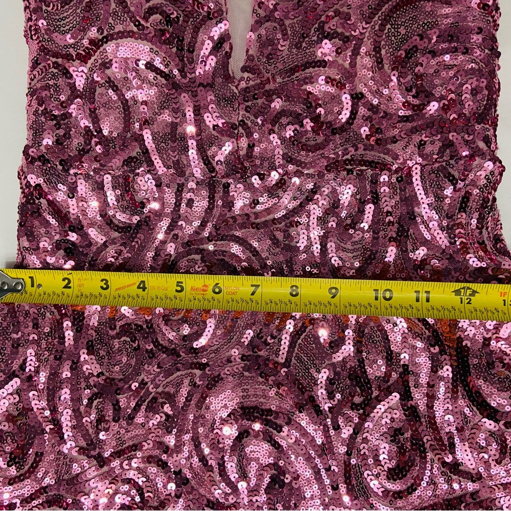 Gorgeous CAMILLE Pink Sequin Gown Sz0 Backless Prom Formal New Years Holiday - Picture 15 of 17